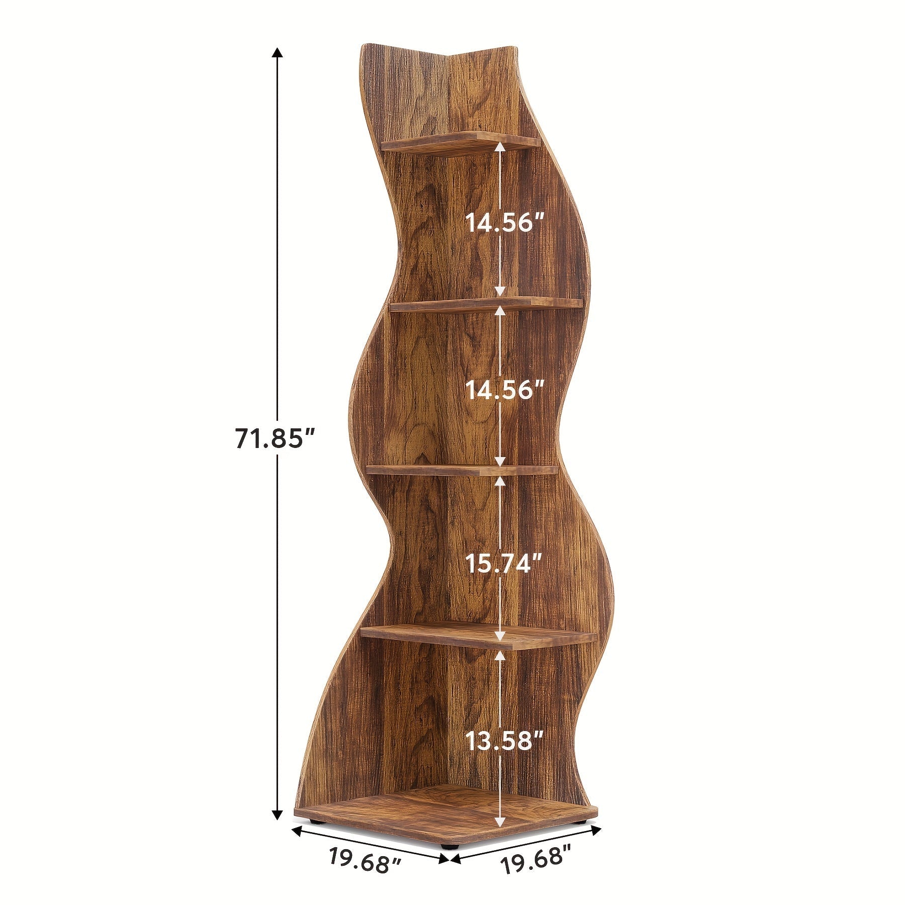 Modern Minimalist 5-story Corner 181cm Bookshelf, Corner Bookshelf, Display Cabinet, Storage Rack, Open Storage, Living Room, Study, Bedroom, Multifunctional Storage Rack, Easy To Install (Brown)