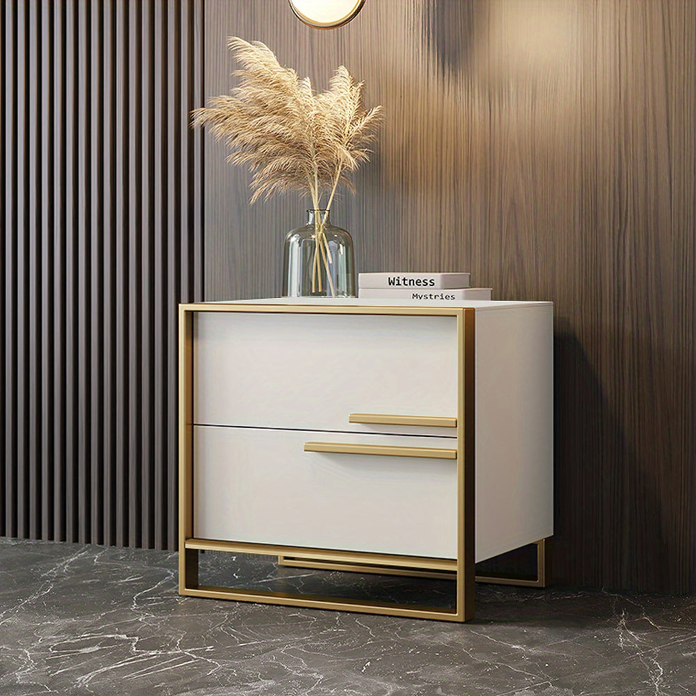 Storage Cabinet, 1 Piece,, Dresser, Nightstand, Metal Frame, Light Luxury, Suitable For: Living Room, Bedroom, White,