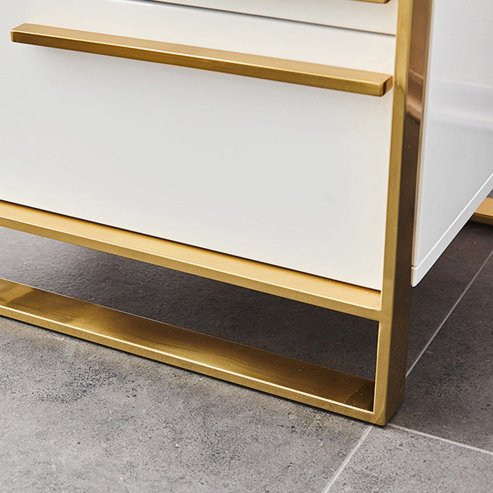 Storage Cabinet, 1 Piece,, Dresser, Nightstand, Metal Frame, Light Luxury, Suitable For: Living Room, Bedroom, White,
