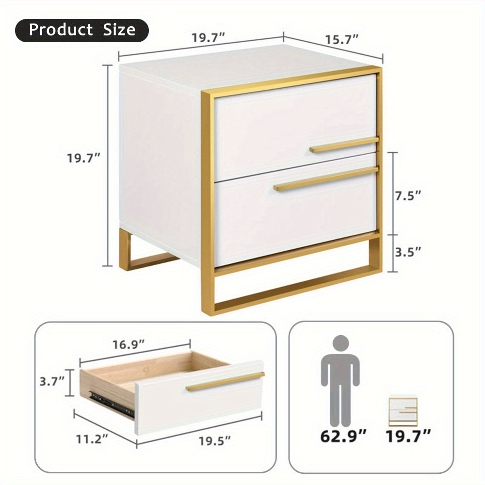 Storage Cabinet, 1 Piece,, Dresser, Nightstand, Metal Frame, Light Luxury, Suitable For: Living Room, Bedroom, White,