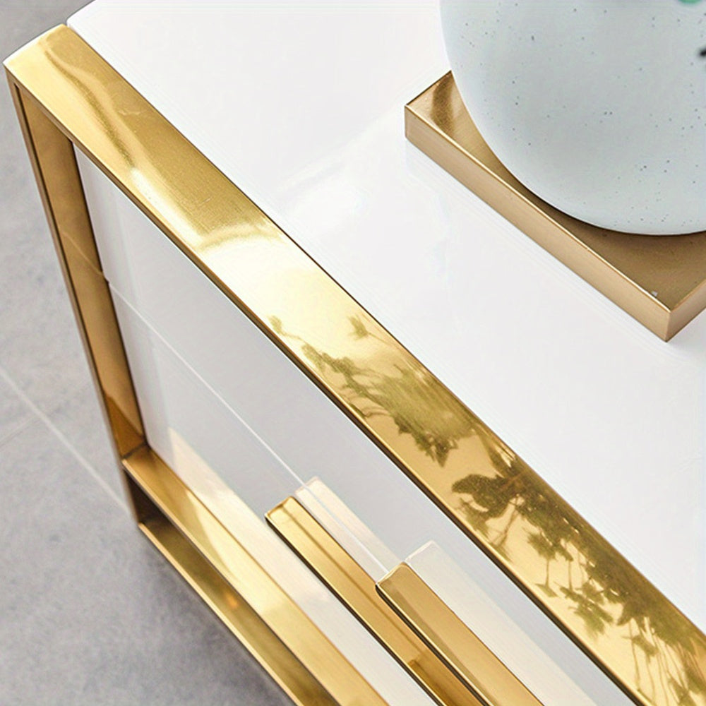 Storage Cabinet, 1 Piece,, Dresser, Nightstand, Metal Frame, Light Luxury, Suitable For: Living Room, Bedroom, White,