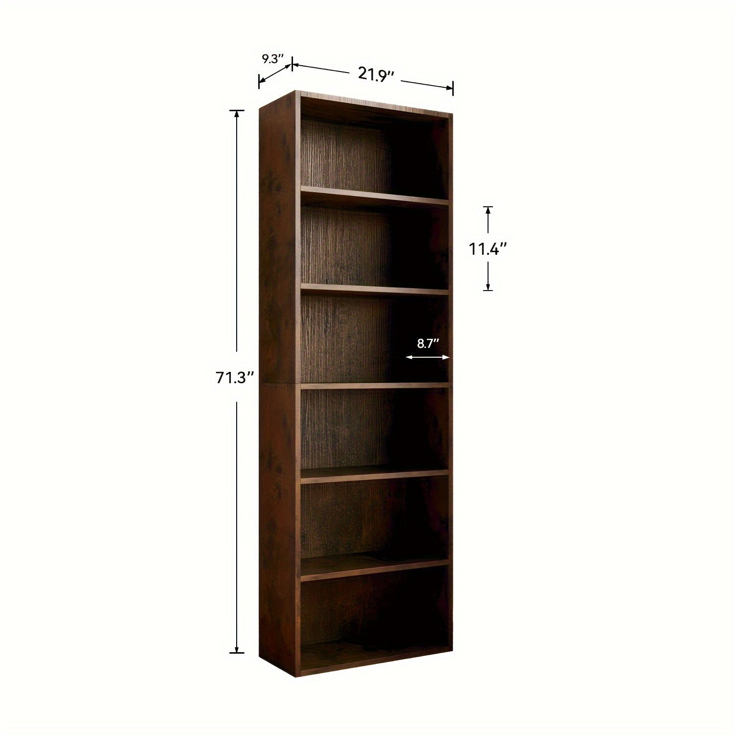 6-Tier Bookshelf with 2 Storage Drawers, Industrial Display Standing Shelf, Rustic Wood Storage Shelf with Metal Frame, Open Bookcases for Living Room, Bedroom, Home Office (Brown)
