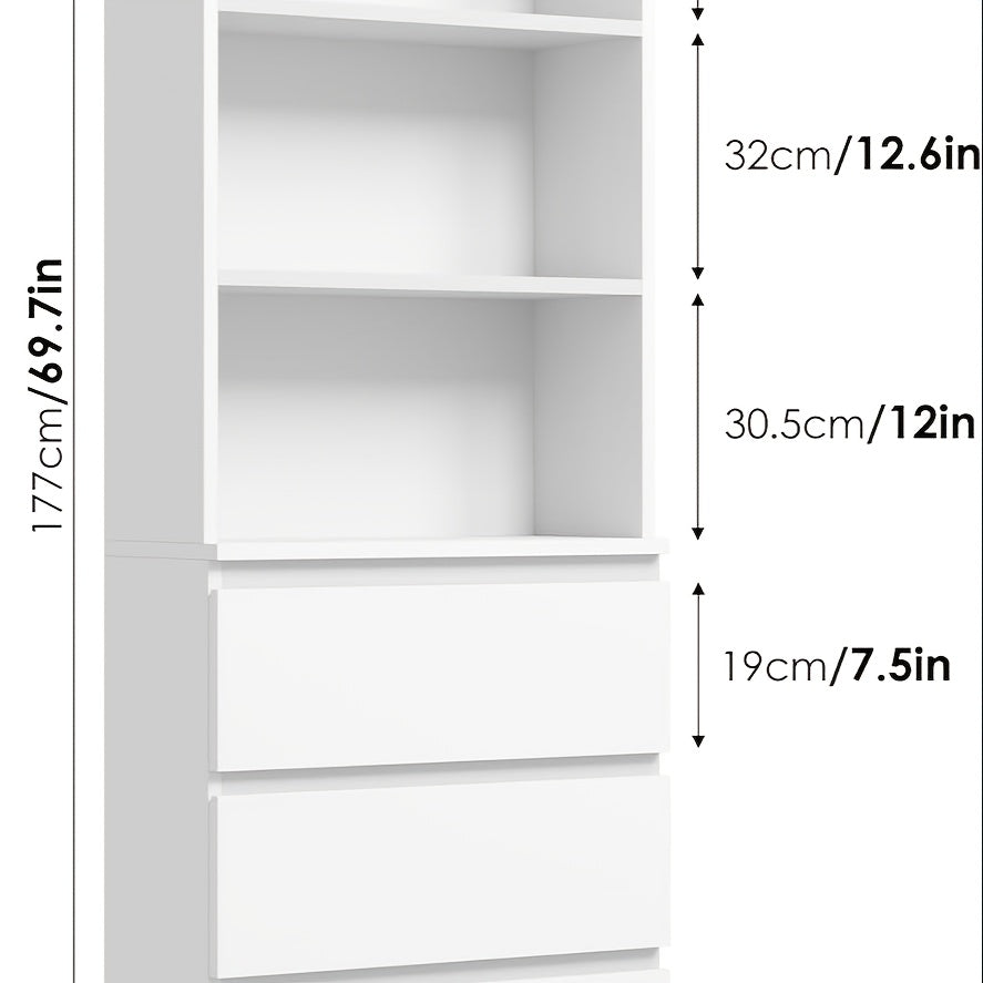 5-Tier Bookshelf With Drawers - Tall Vintage Bookcase With Metal Frame, Farmhouse Corner Shelf And Storage For Home Office, Living Room, Bedroom, Or Bathroom
