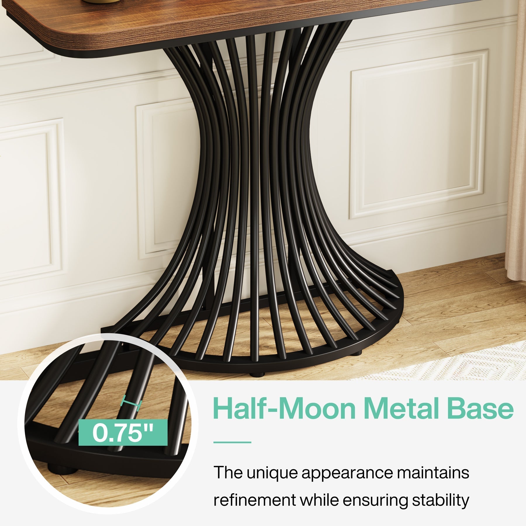 99-CM Console Table, Accent Sofa Table with Geometric Metal Base