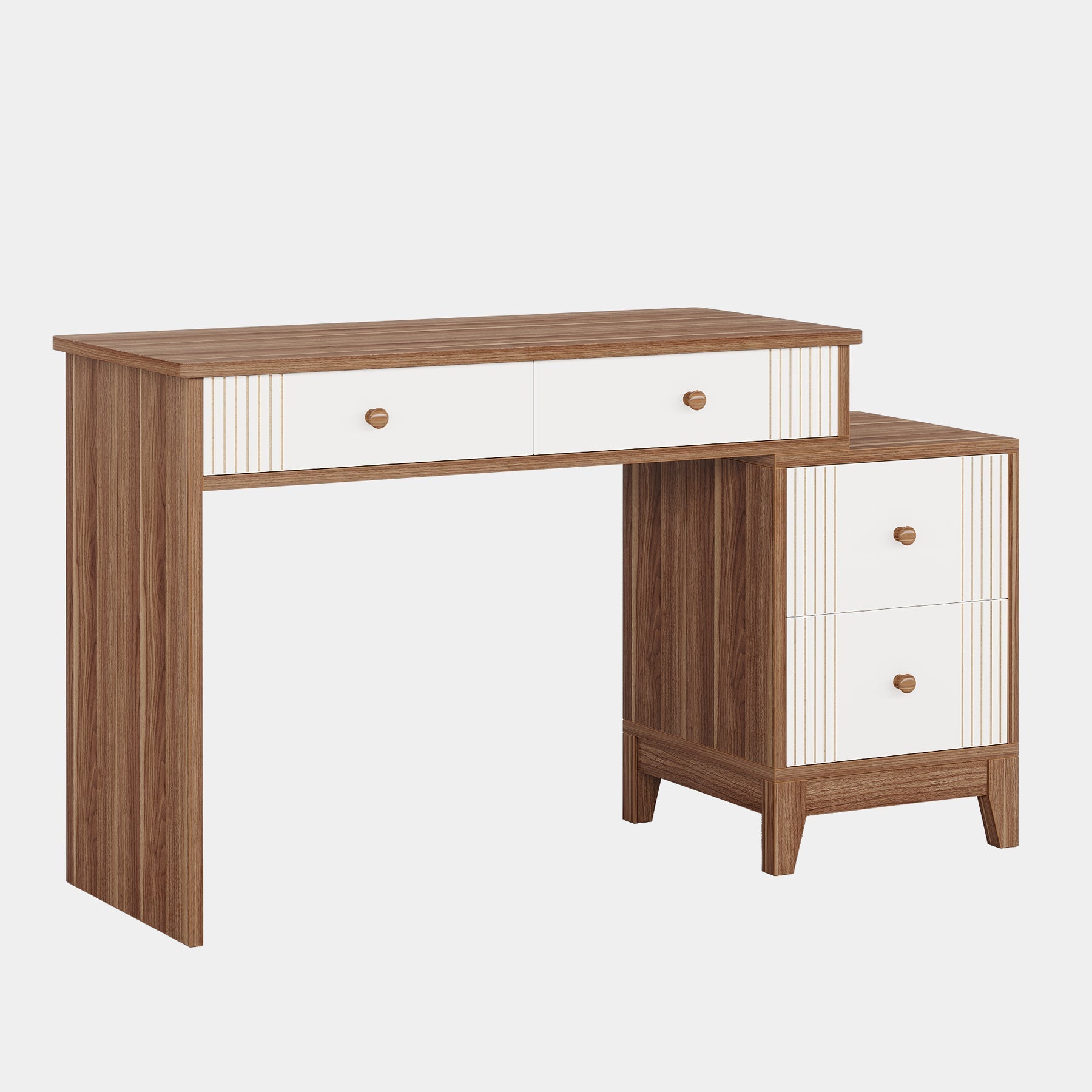 4-Drawer Computer Desk, Wooden Study Writing Table with Storage (in cm)