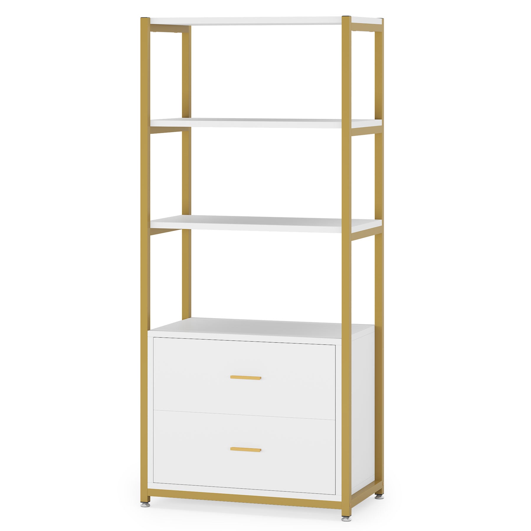 4-Tier Bookshelf Etagere Display Bookcase with 2 Drawers (cm)