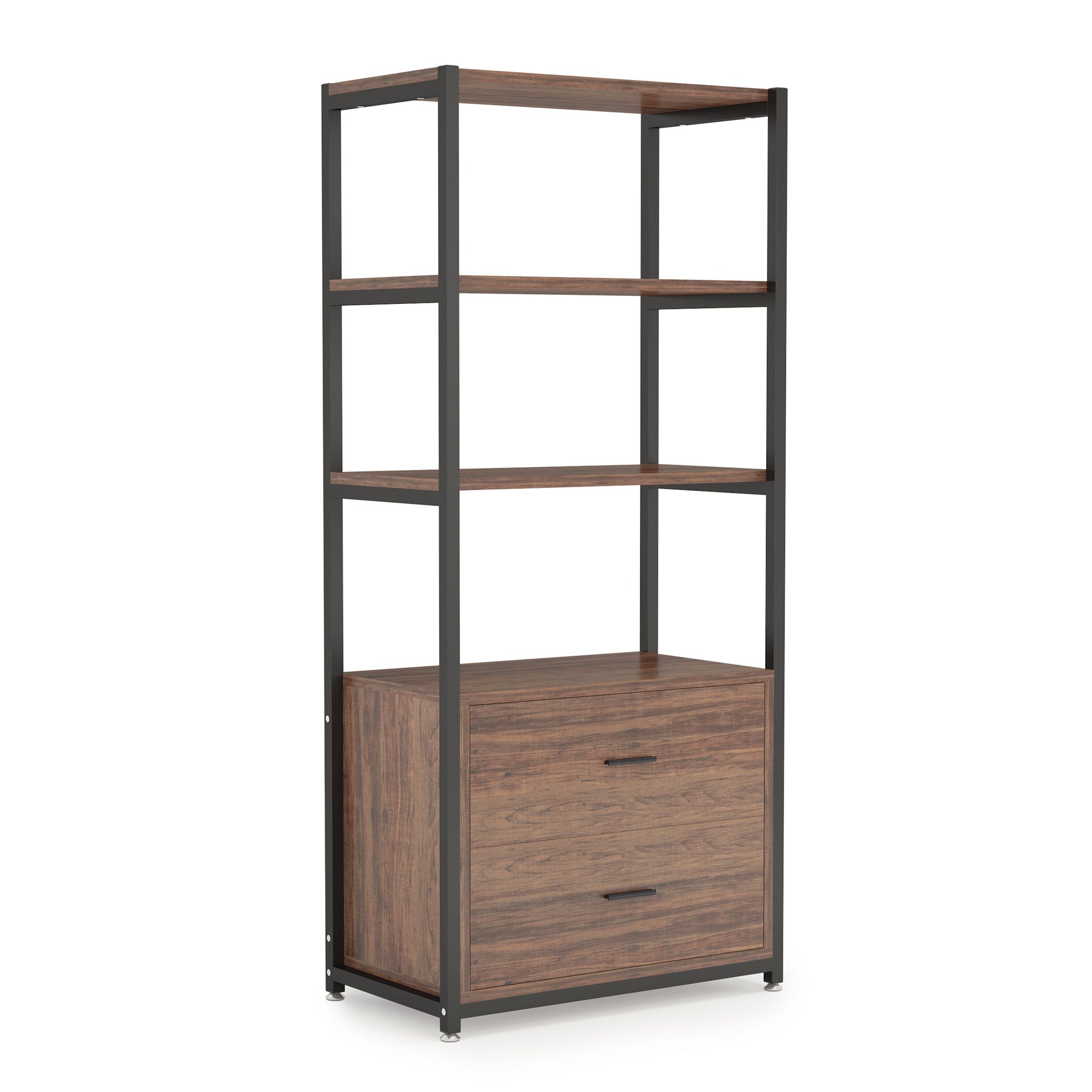 4-Tier Bookshelf Etagere Display Bookcase with 2 Drawers (cm)