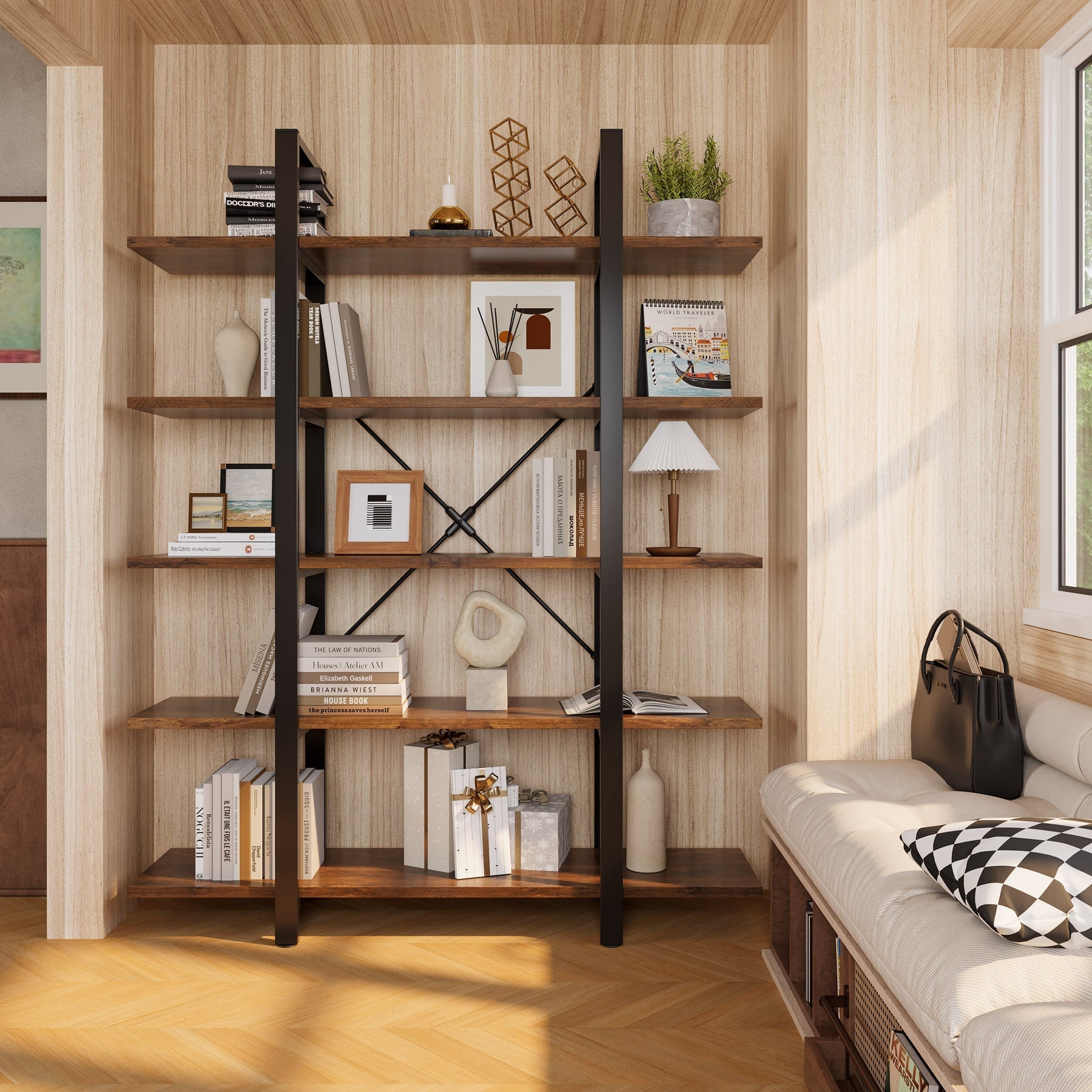 5-Tier Bookshelf, Open Etagere Bookcase Storage Display Rack (in cm)