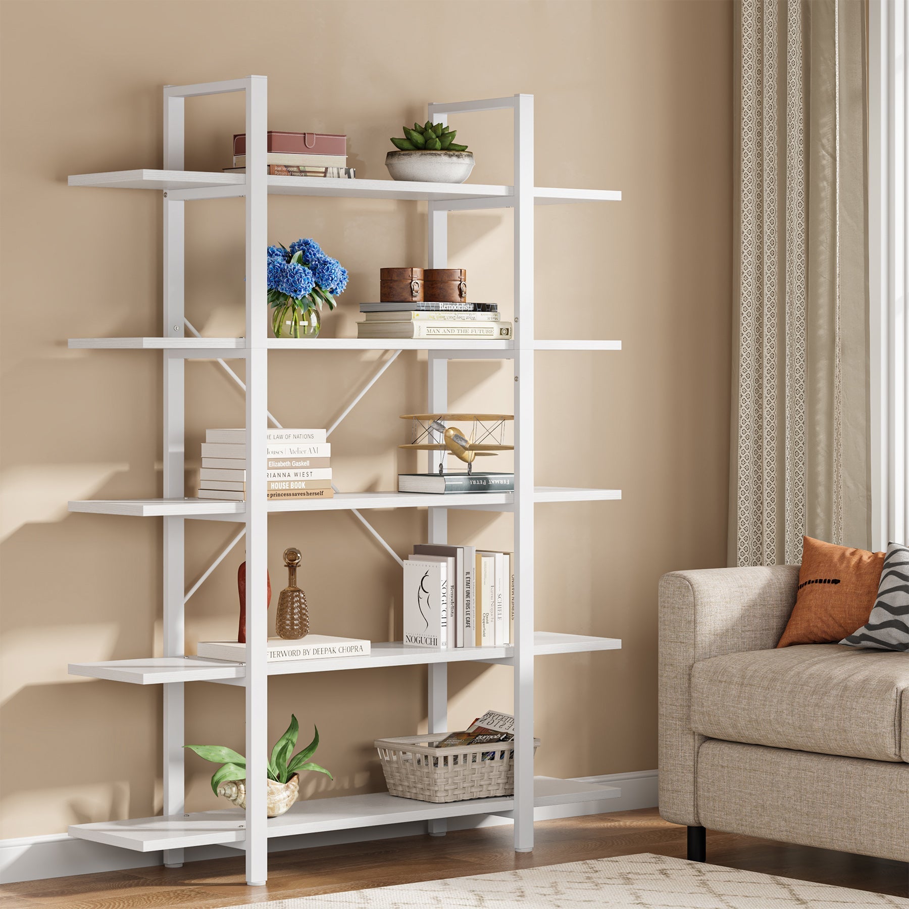 5-Tier Bookshelf, Open Etagere Bookcase Storage Display Rack (in cm)