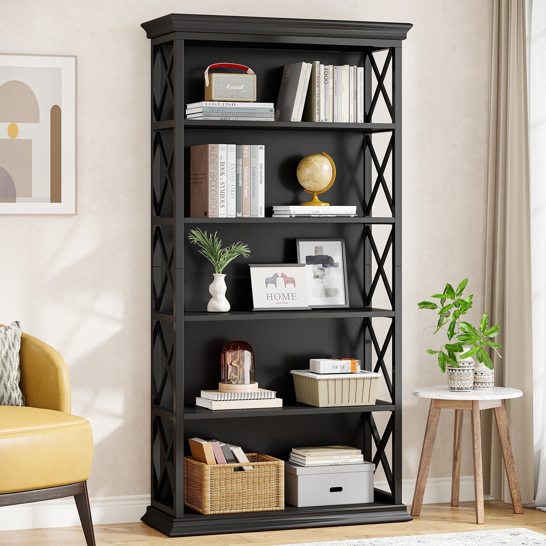 6-Tier Bookshelf, 180 cm Etagere Bookcase for Home Office
