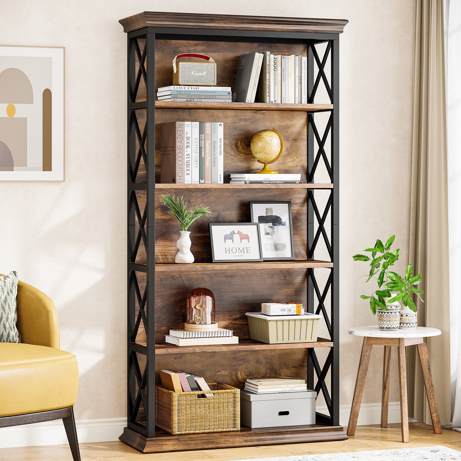 6-Tier Bookshelf, 180 cm Etagere Bookcase for Home Office