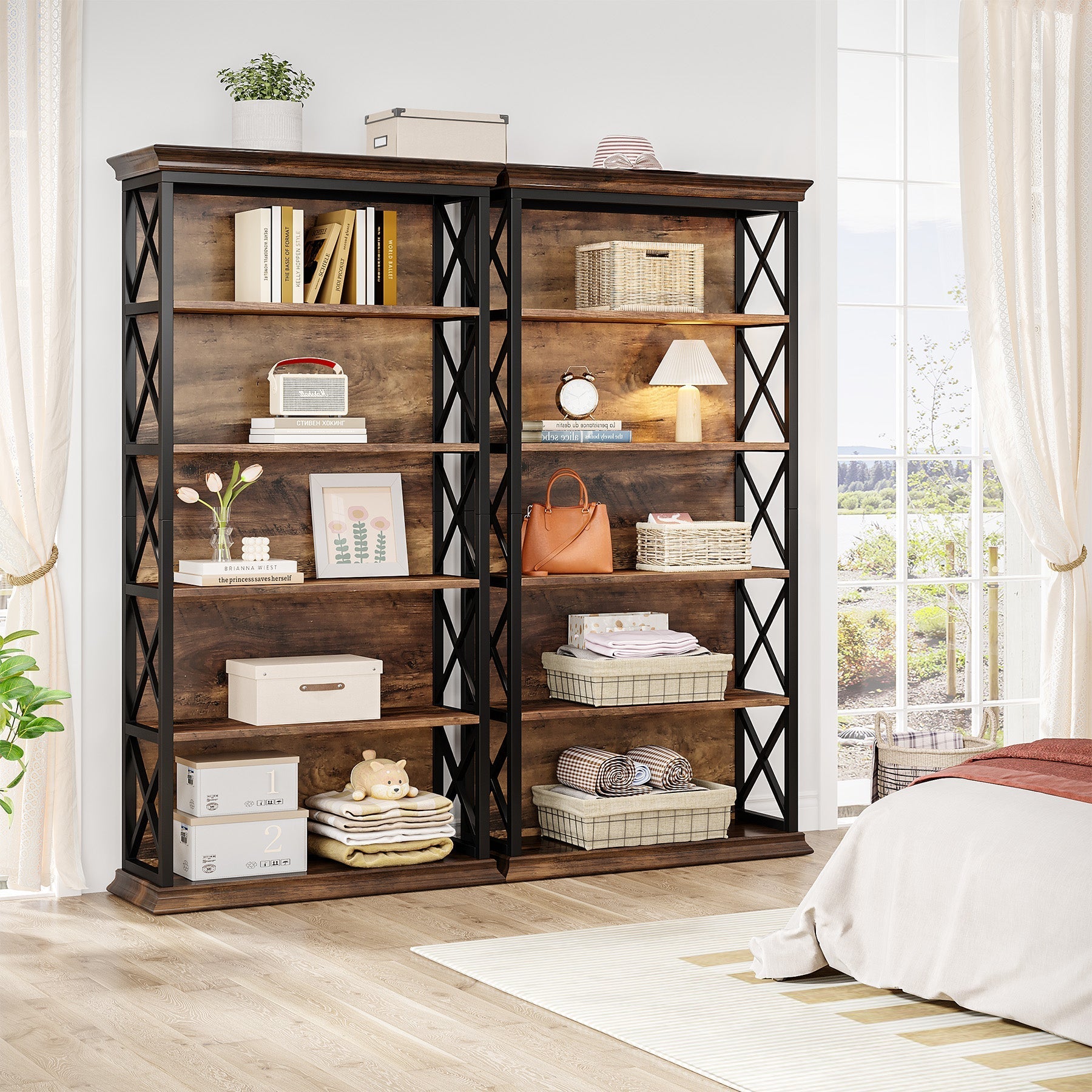 6-Tier Bookshelf, 180 cm Etagere Bookcase for Home Office