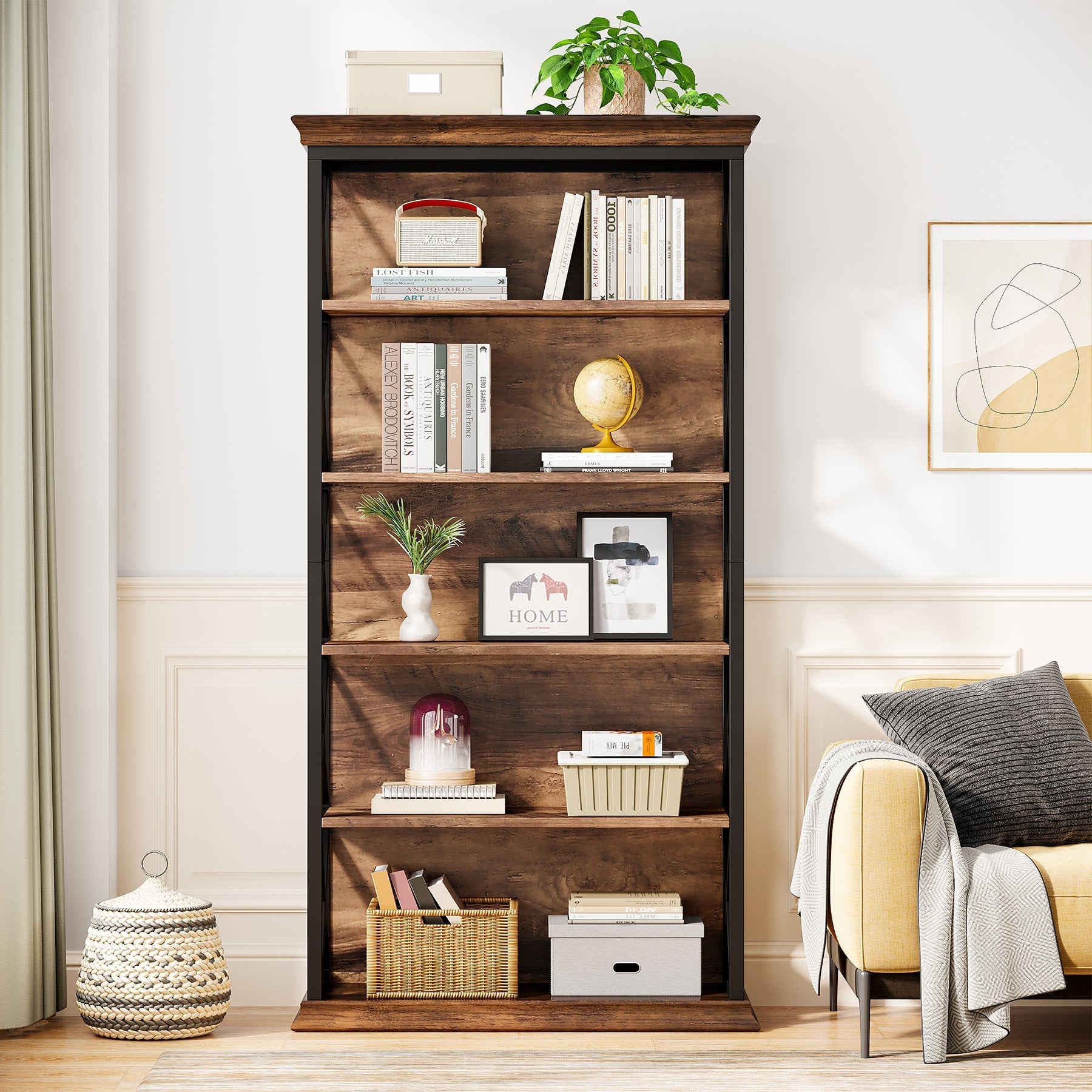 6-Tier Bookshelf, 180 cm Etagere Bookcase for Home Office