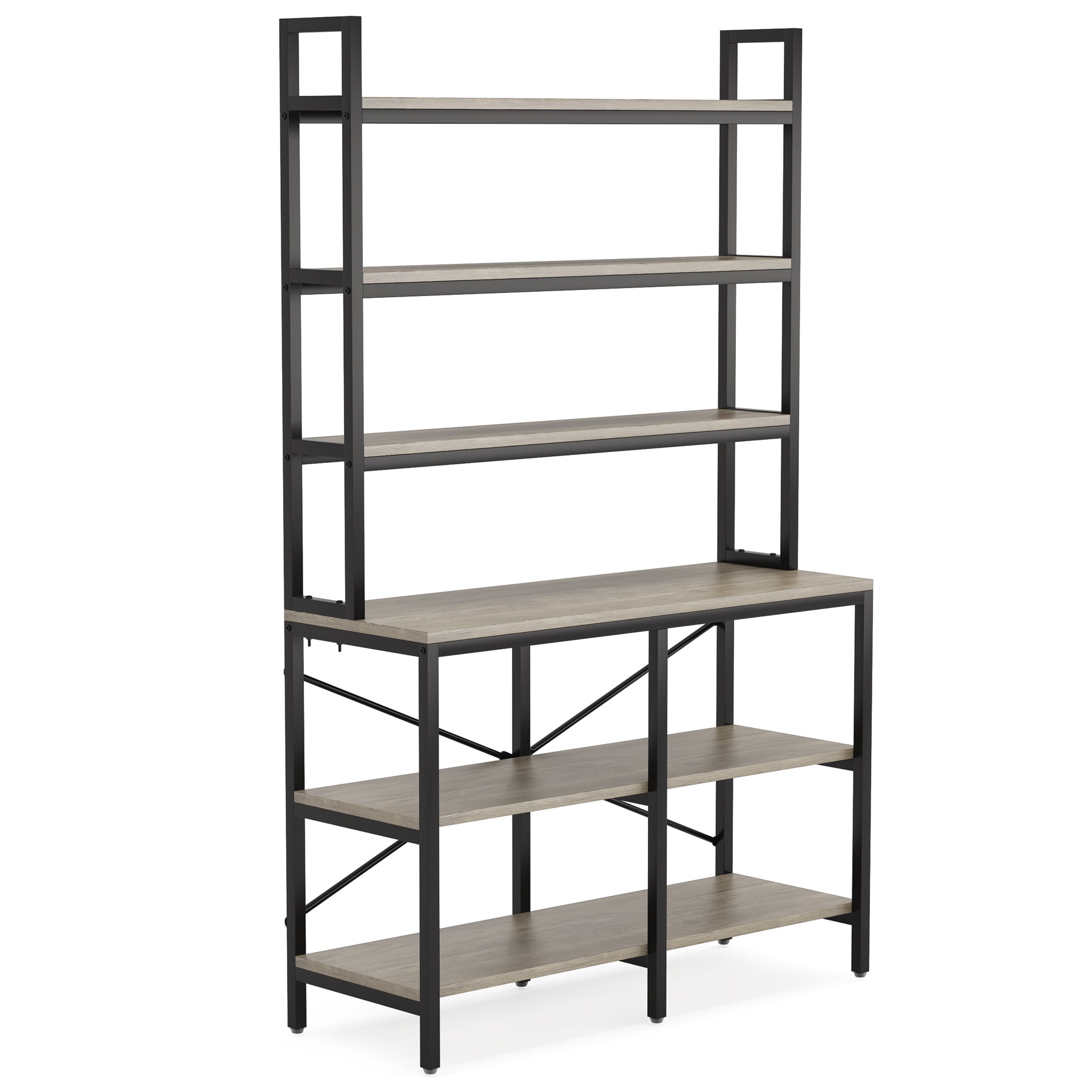 6-Tier Bookshelf, Industrial Etagere Bookcase Storage Rack (Converted to cm)