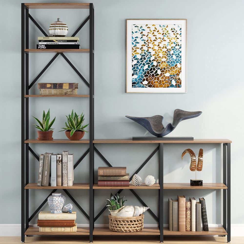 9-Shelf Bookshelf, Industrial Ladder Corner Etagere Bookcase (Converted to cm)