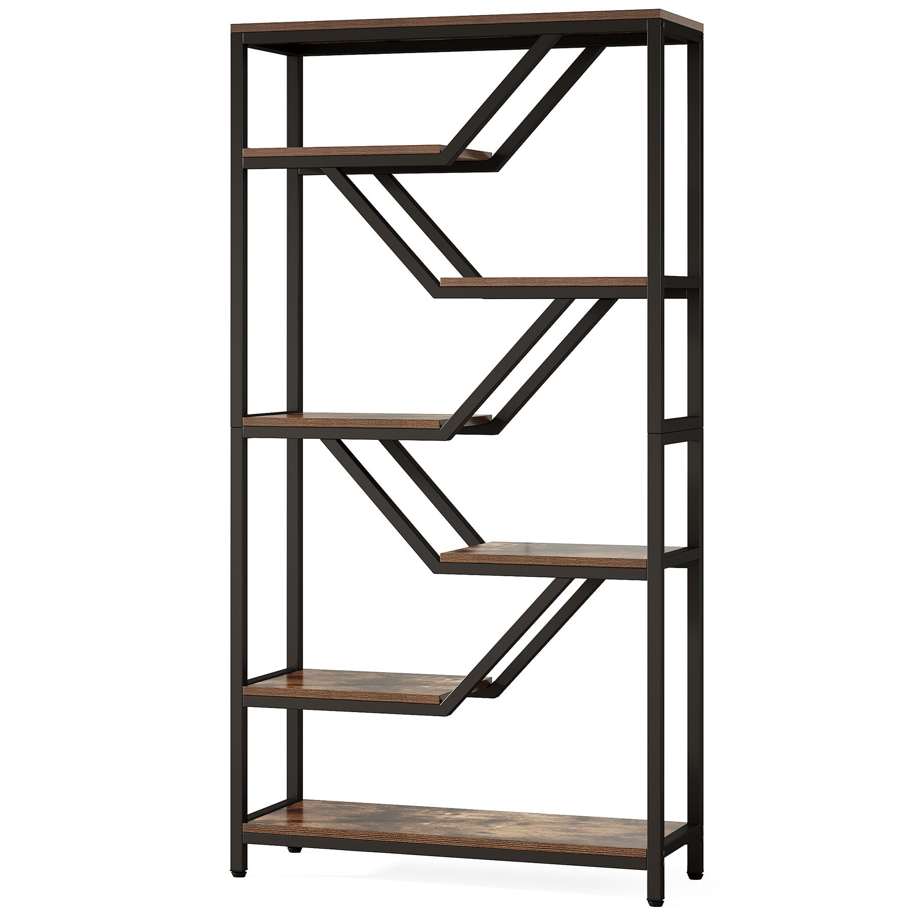 183 cm Bookshelf, 6-Tier Bookcase Etagere Open Storage Organizer