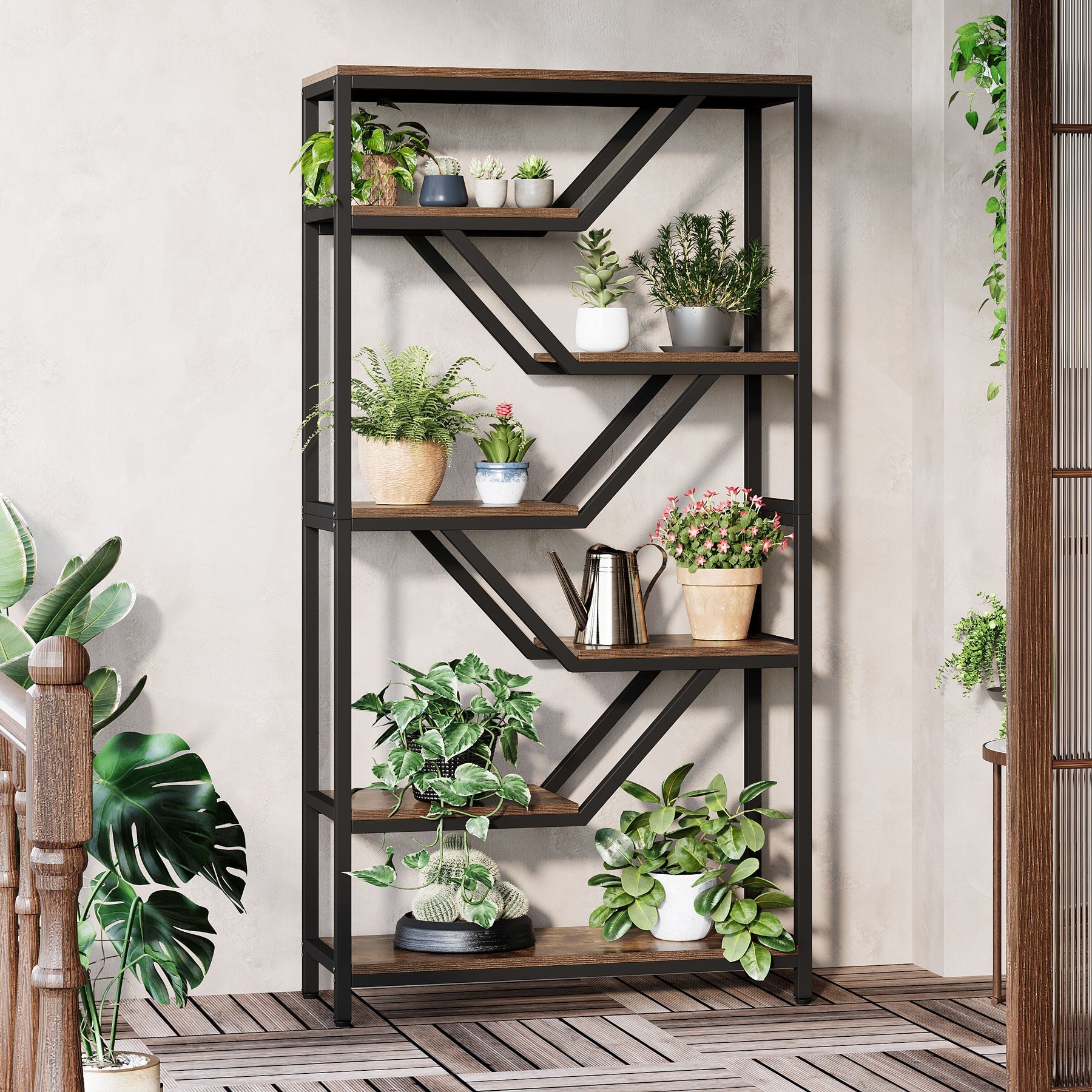 183 cm Bookshelf, 6-Tier Bookcase Etagere Open Storage Organizer
