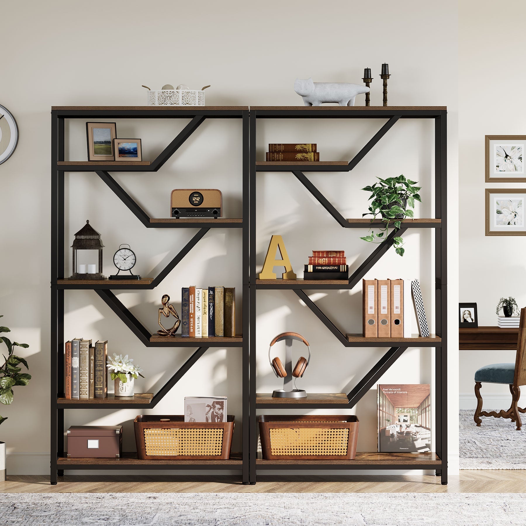 183 cm Bookshelf, 6-Tier Bookcase Etagere Open Storage Organizer