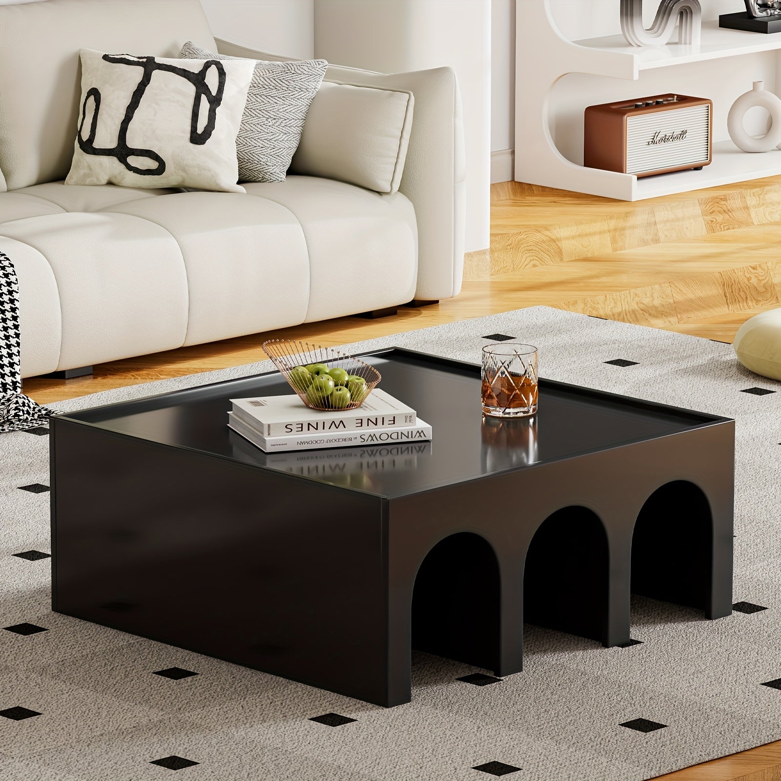 Versatile 4-Tier Wooden Bookshelf & Coffee Table - Perfect for Living Room, Bedroom, Dining Area, or Entryway - Durable Hardwood Construction