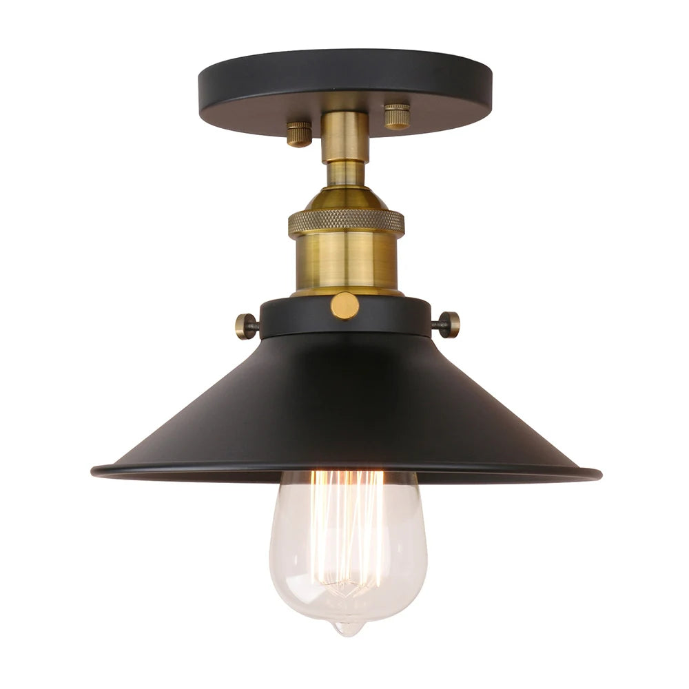 Vintage Industrial Flush Mount Light 1-Light Mini Ceiling Light with 8.1 Inches  Light Shade