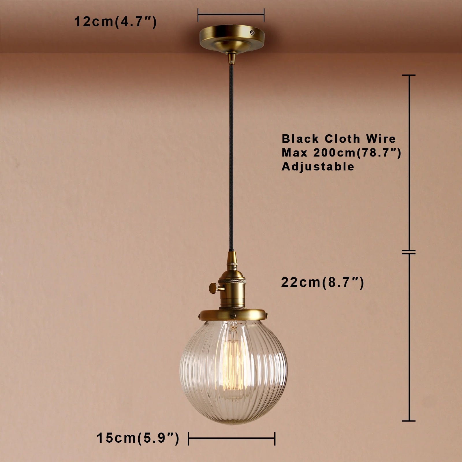 Modern 5.9'' Clear Globe Glass Pendant Ceiling Lamps Pendant Lights E27 Hanglamp Luminaire Living Room Loft Lights Fixture