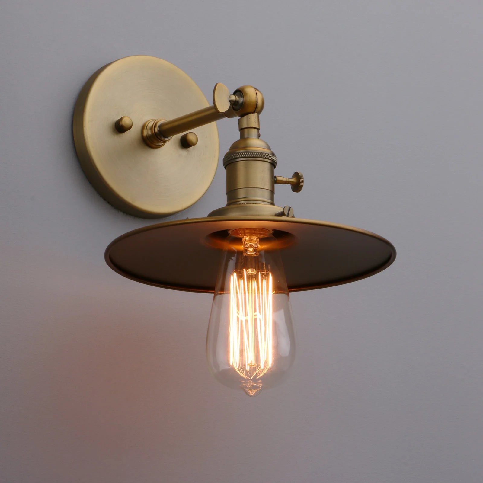 Industrial Wall Sconce 1-Light Antique Finished Wall Light Fixture with 7.87 Inches Crafted Canopy and ON/Off Button