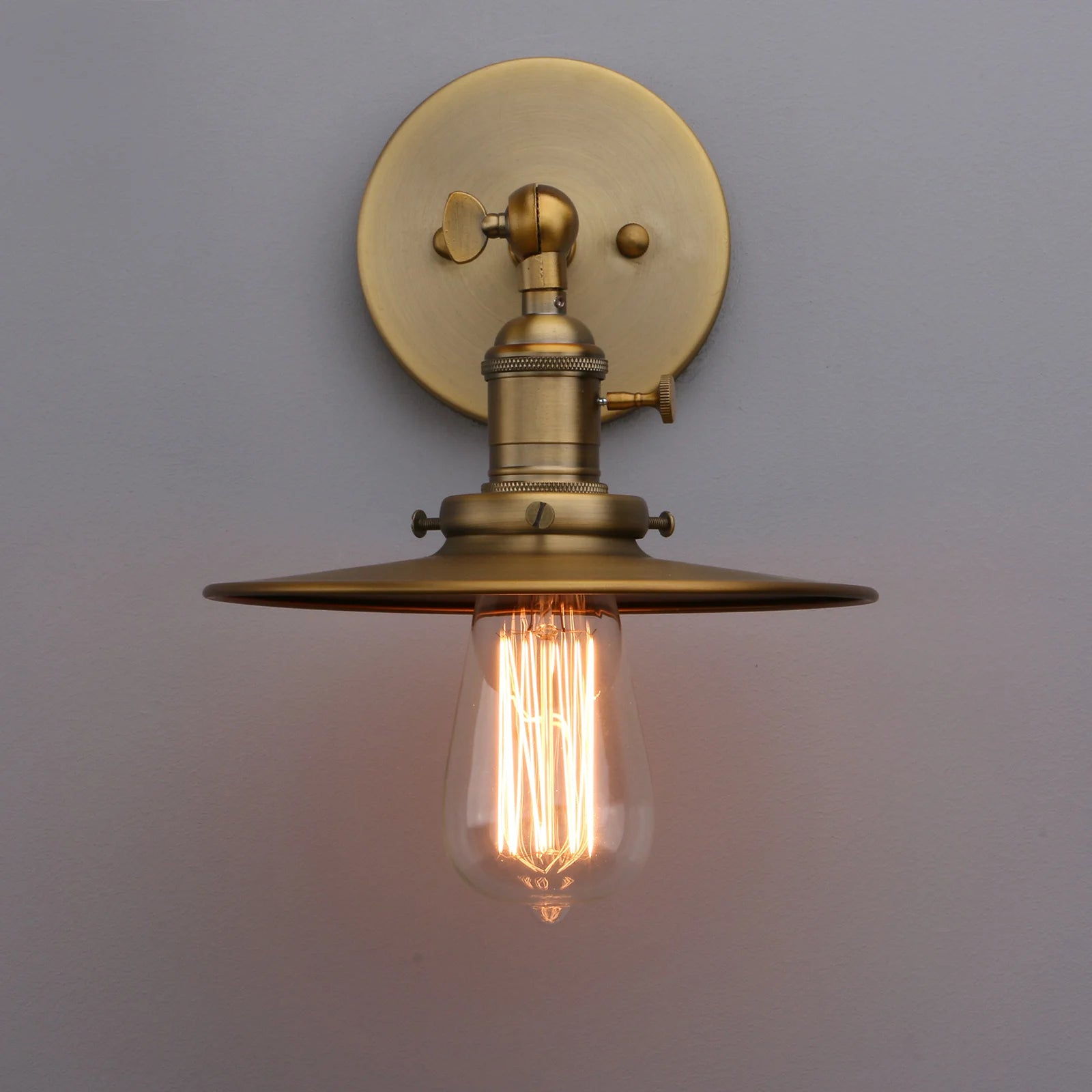 Industrial Wall Sconce 1-Light Antique Finished Wall Light Fixture with 7.87 Inches Crafted Canopy and ON/Off Button