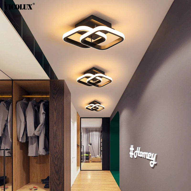 Modern LED Chandeliers Lights Indoor Lighting For Hallway Balcony Corridor Bedroom White Black Indoor Lamps Lustre AC 90-260V