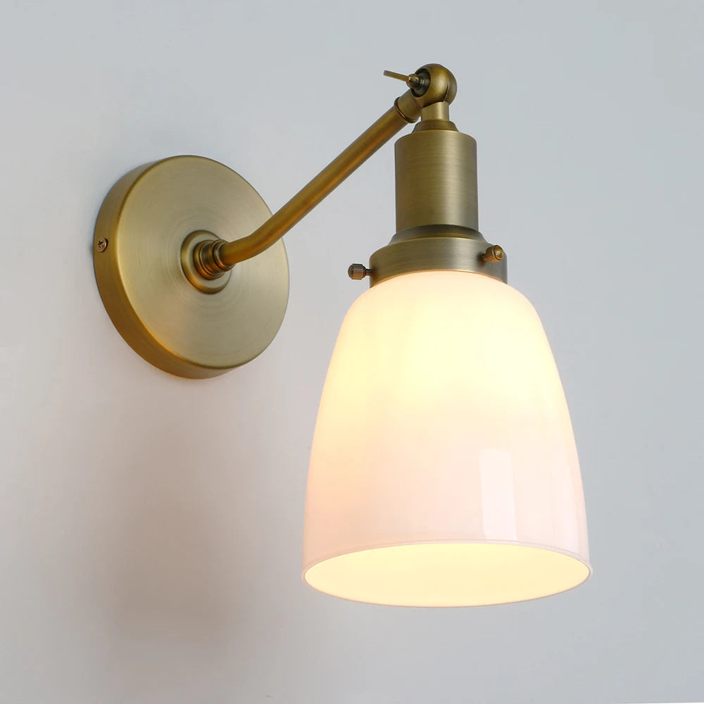 Industrial Vintage Slope Pole Wall Mount Single Sconce with 5.5" Oval Dome Milk White Glass Shade Wall Sconce Light Lamp F