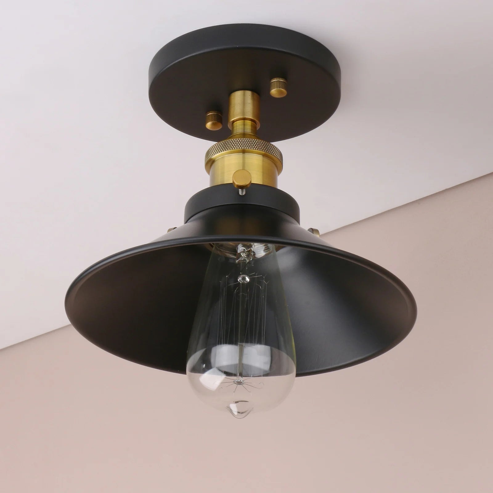 Vintage Industrial Flush Mount Light 1-Light Mini Ceiling Light with 8.1 Inches  Light Shade