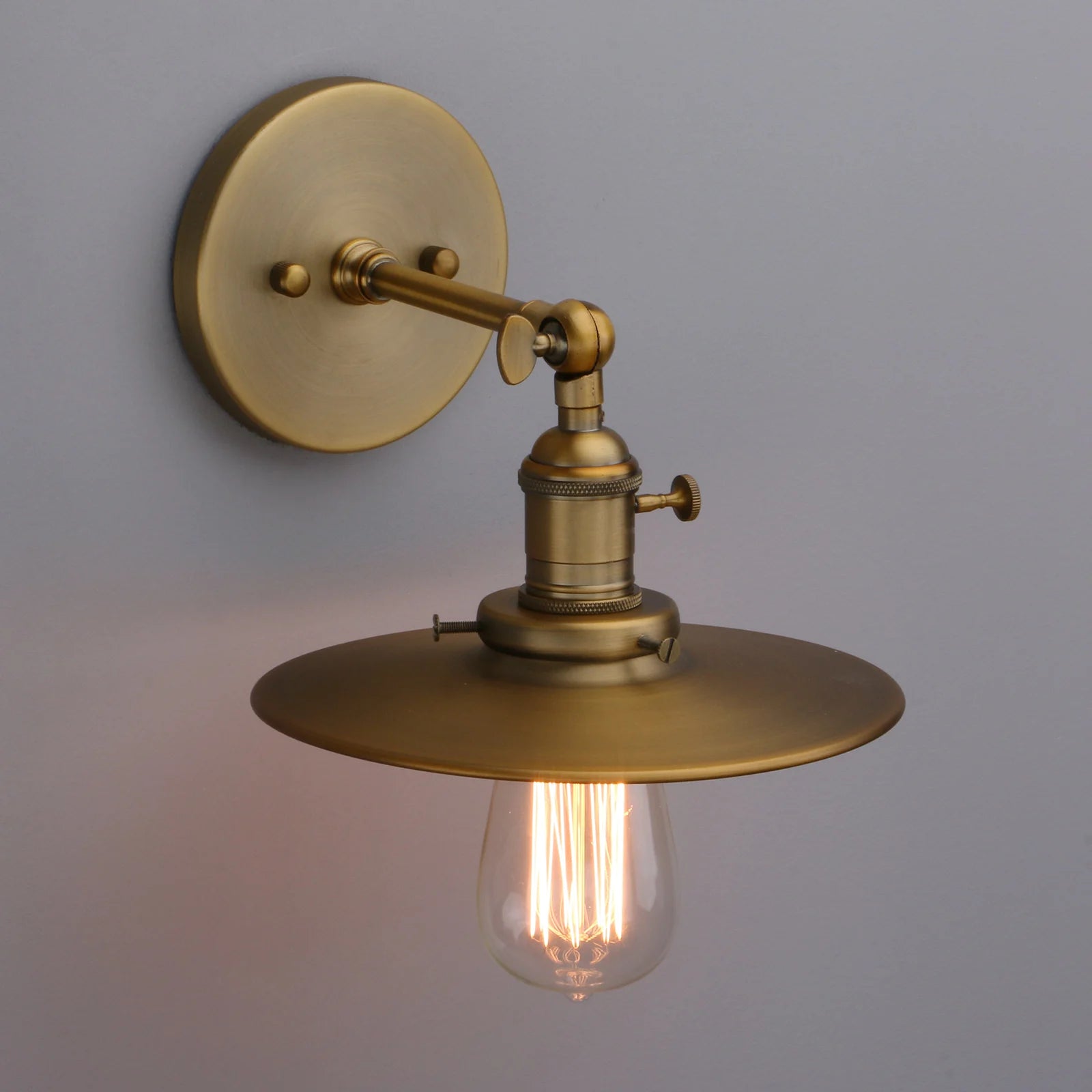 Industrial Wall Sconce 1-Light Antique Finished Wall Light Fixture with 7.87 Inches Crafted Canopy and ON/Off Button