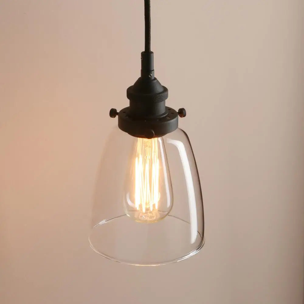 Industrial Glass Pendant Lighting,  Vintage Style Hanging Light Fixture for Living Room Dining Room