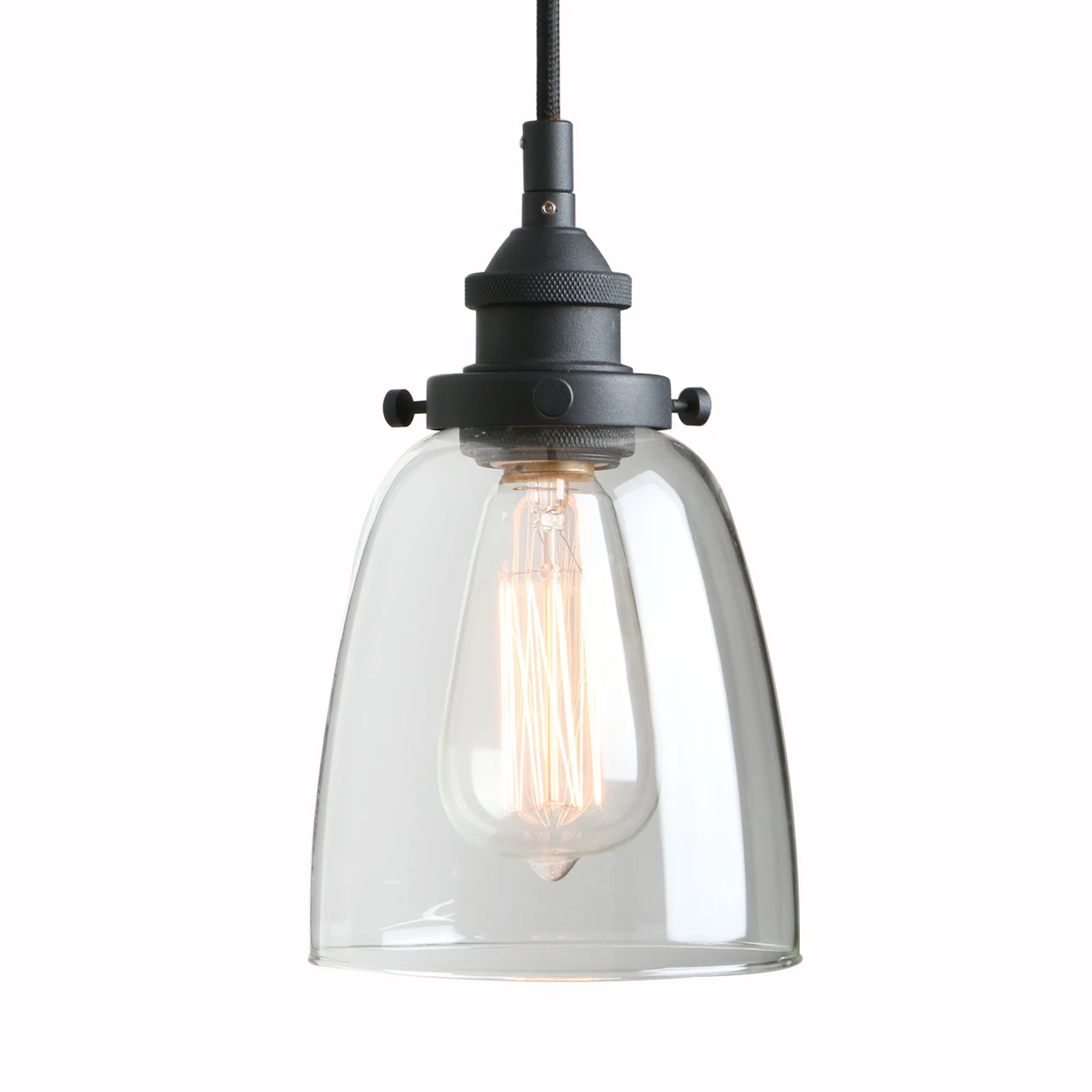 Industrial Glass Pendant Lighting,  Vintage Style Hanging Light Fixture for Living Room Dining Room