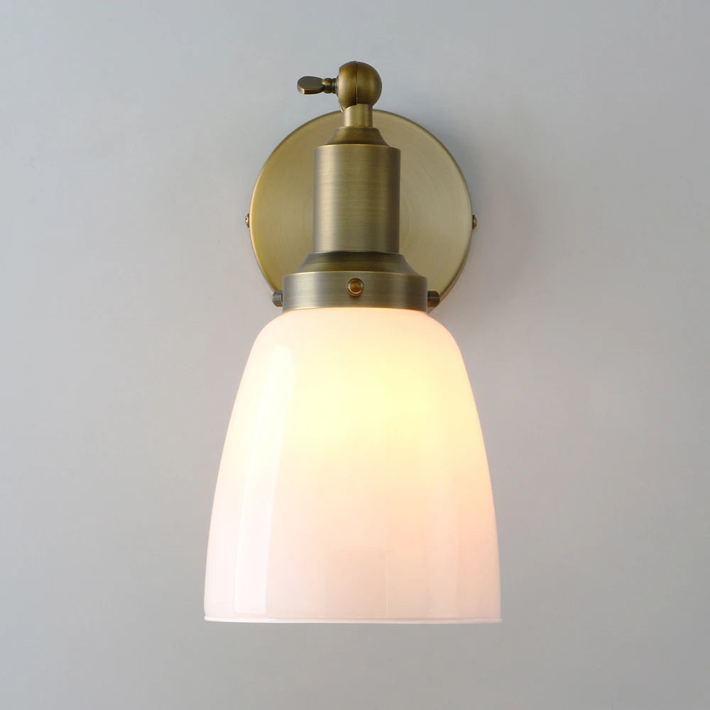 Industrial Vintage Slope Pole Wall Mount Single Sconce with 5.5" Oval Dome Milk White Glass Shade Wall Sconce Light Lamp F