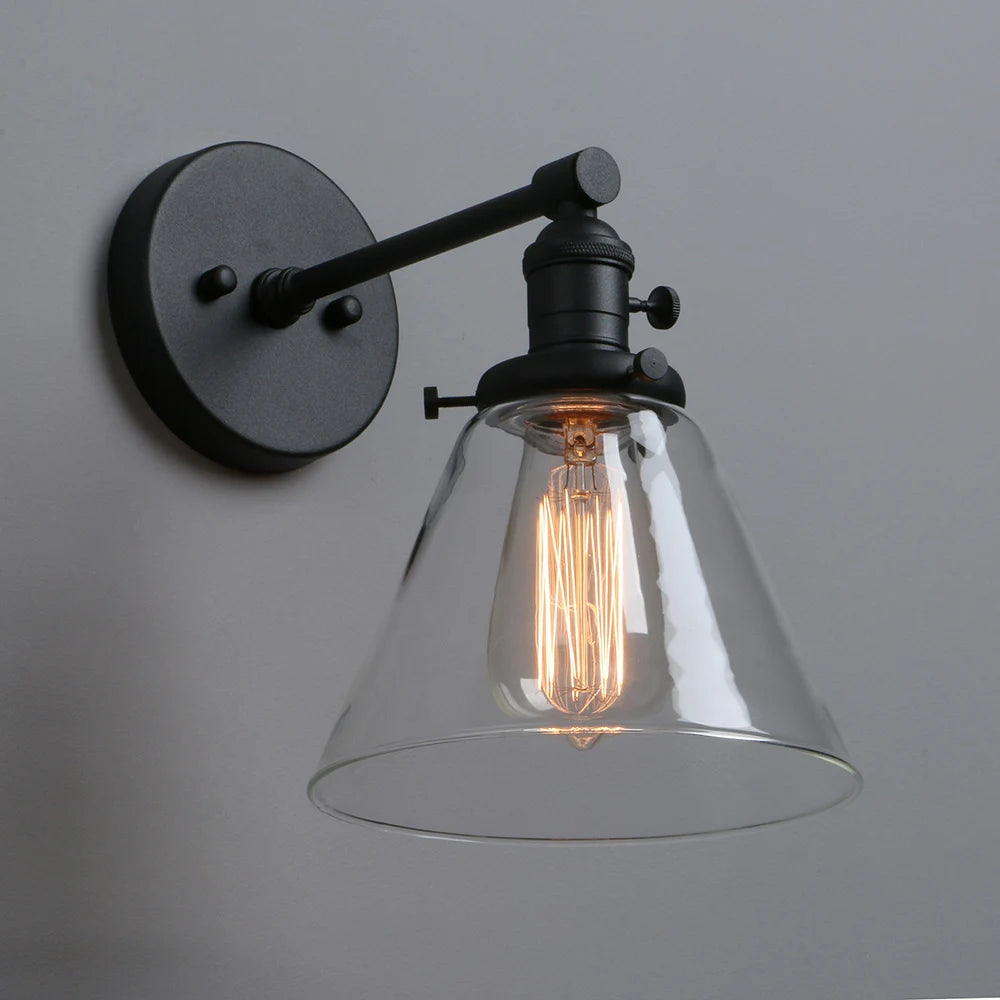 Industrial Wall Sconce Light Single Light Wall Lamp with 7.3 Inches Cone Canopy for Bathroom Kitchen Restaurant