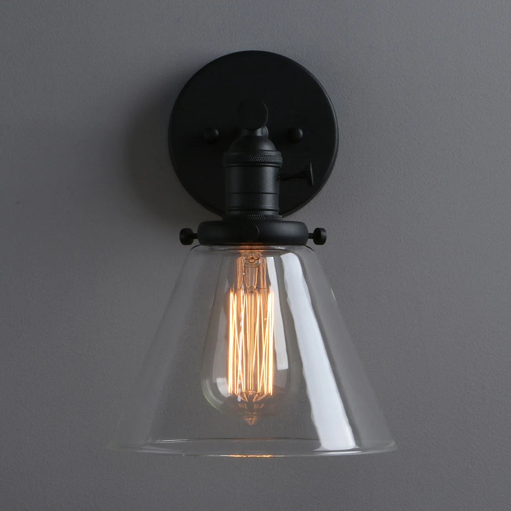 Industrial Wall Sconce Light Single Light Wall Lamp with 7.3 Inches Cone Canopy for Bathroom Kitchen Restaurant