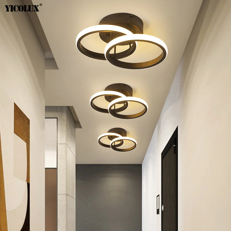 Modern LED Chandeliers Lights Indoor Lighting For Hallway Balcony Corridor Bedroom White Black Indoor Lamps Lustre AC 90-260V