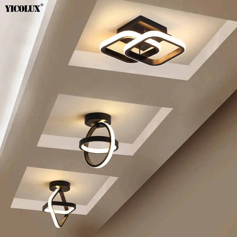 Modern LED Chandeliers Lights Indoor Lighting For Hallway Balcony Corridor Bedroom White Black Indoor Lamps Lustre AC 90-260V