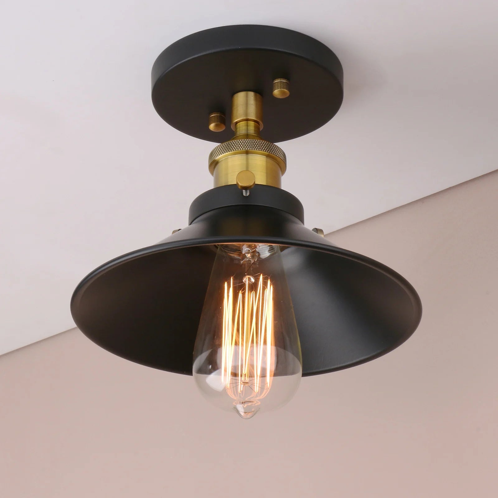 Vintage Industrial Flush Mount Light 1-Light Mini Ceiling Light with 8.1 Inches  Light Shade