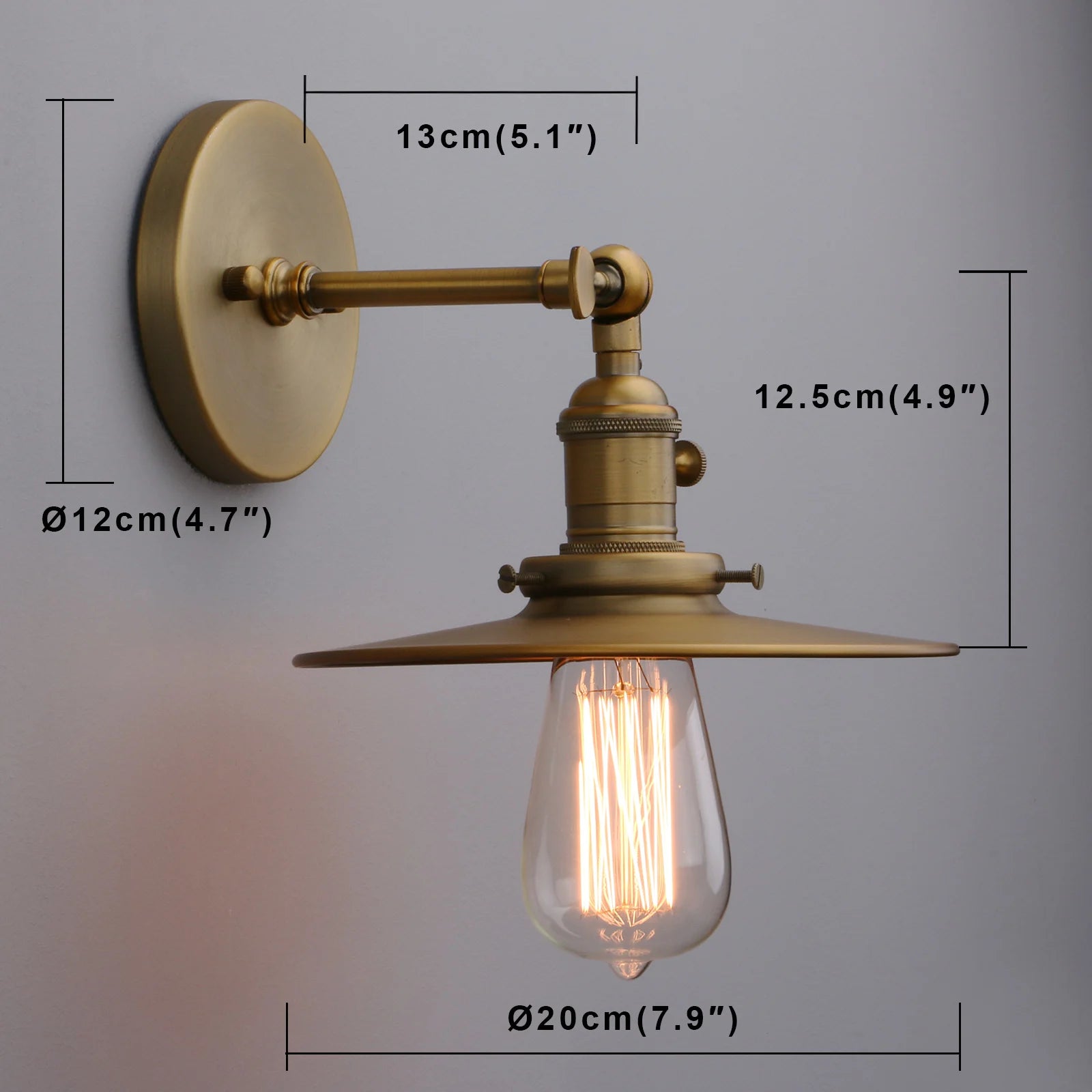 Industrial Wall Sconce 1-Light Antique Finished Wall Light Fixture with 7.87 Inches Crafted Canopy and ON/Off Button