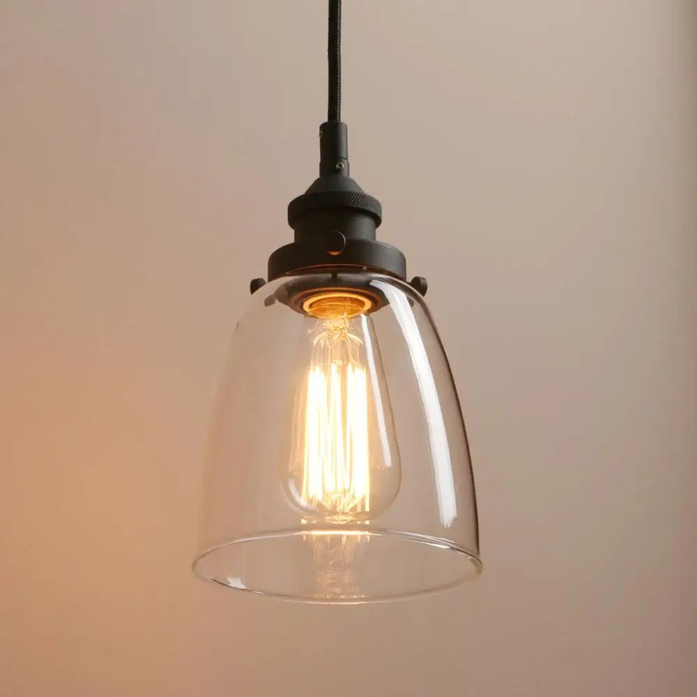 Industrial Glass Pendant Lighting,  Vintage Style Hanging Light Fixture for Living Room Dining Room