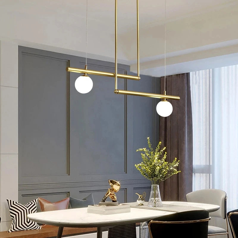 Hanging Lamp for Home LED Modern Minimalist Living Room Chandelier Simple Linear Restaurant Pendant Light Nordic Creative Shop