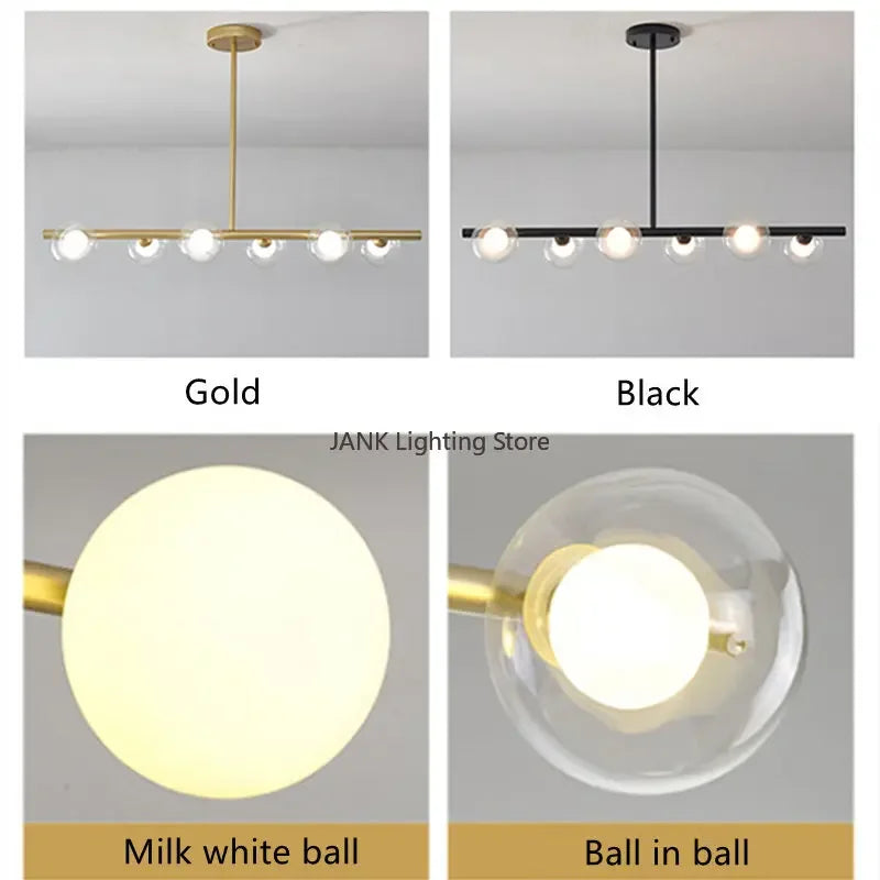 Modern 5/6 White Glass Balls Dining Room Chandelier for Kitchen Island Table Living Room Bedroom Suspension Lamp LED Lighting