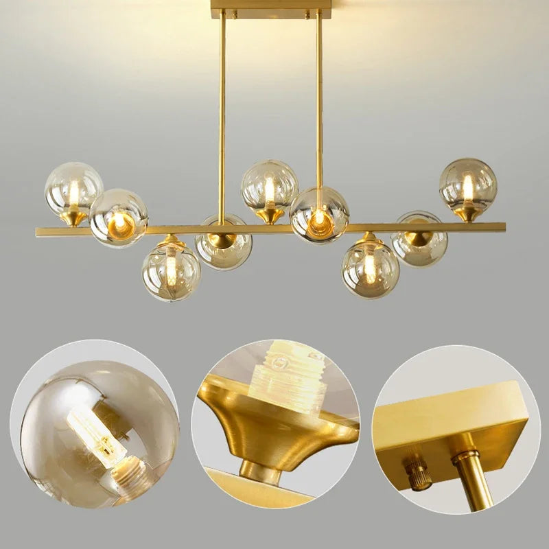 Lamp Globe Mid Century Chandelier , Classic Design Linear Chandeliers For Dining Room,Kitchen,Living Room,Adjustable Height