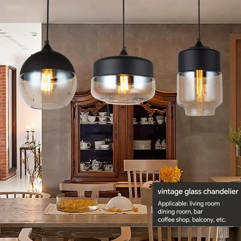 Nordic LED Glass Pendant Lights Fixtures Modern Creative Wood Art Bedroom Dinning Living Room Light Wood Color Hanging Lamps