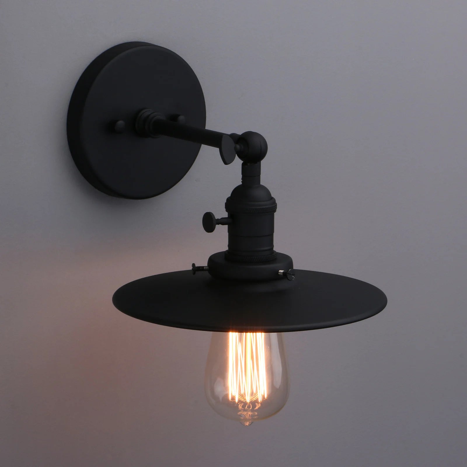 Industrial Wall Sconce 1-Light Antique Finished Wall Light Fixture with 7.87 Inches Crafted Canopy and ON/Off Button