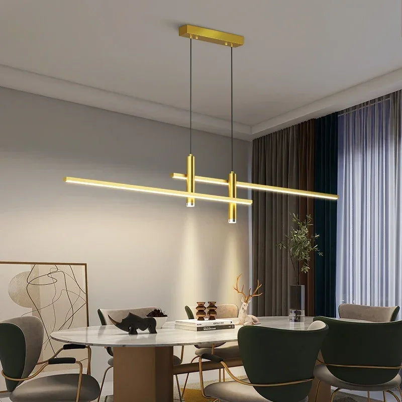 Modern Led Pendant Light 120cm 150cm Long Strip Dining Table Lamp Suspension Chandelier For Living Dining Room Lighting Fixture