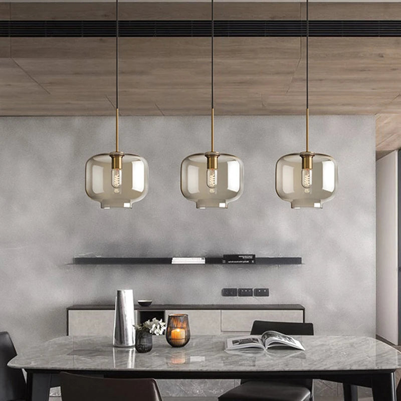 Modern loft hanging Glass Pendant Light industrial lustre decor Lights Fixtures E27/G9 for Living Room Kitchen Restaurant Lamp