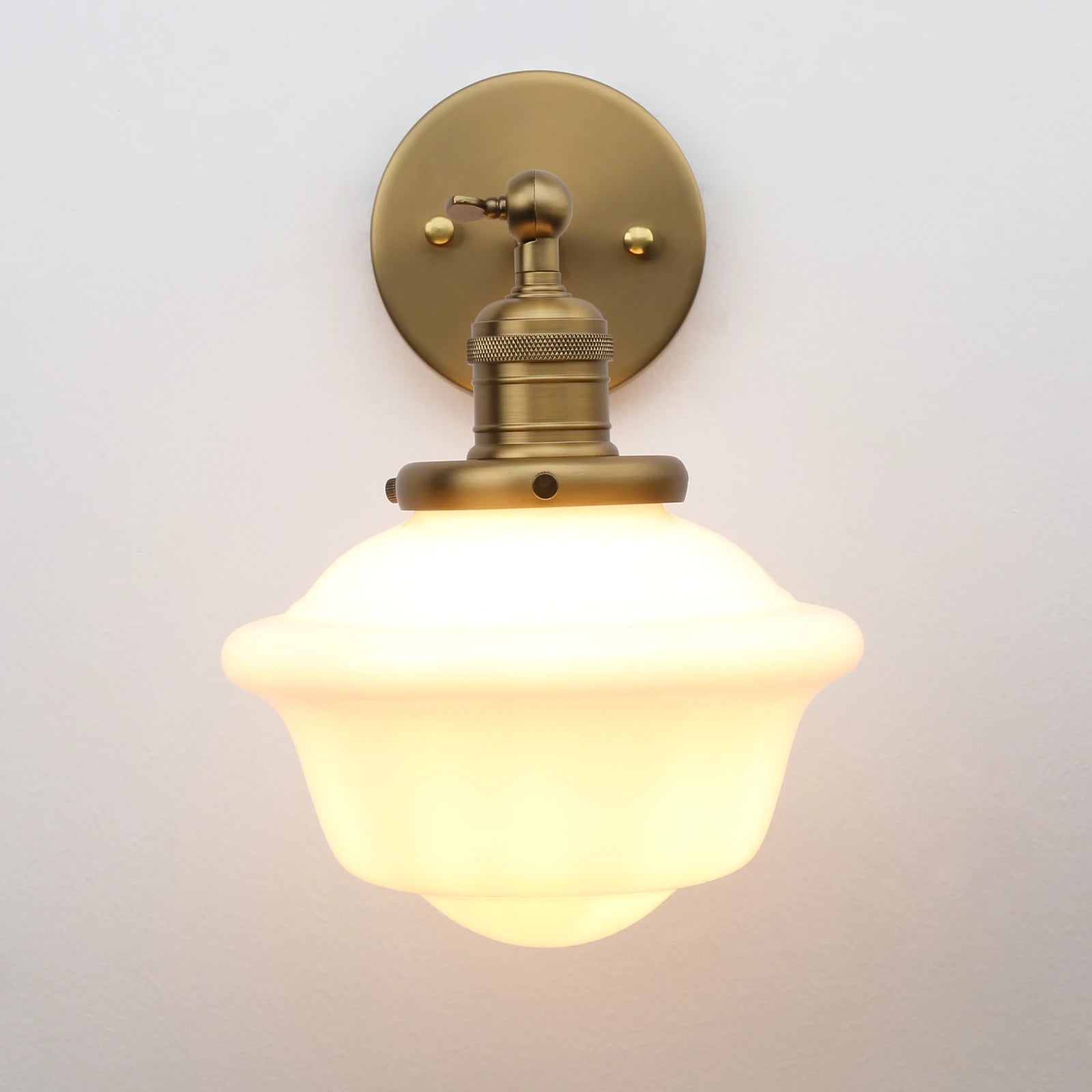 Vintage Wall Sconce Lamp with Milk White Glass Shade, Rustic Style Bathroom Wall Vanity  for Living Room Bedroom Kitchen