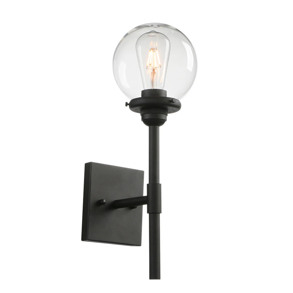 Black Sconce Light Matte Black Column Stand Bathroom Vanity Light Fixture with 5.9 Inch Lampshade